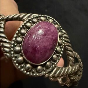 Gorgeous Carolyn Pollack Sterling Ruby Cuff Bracelet